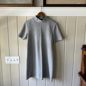 NWT Zara Light Gray Mock Neck Mini Sweater Dress, Size Medium